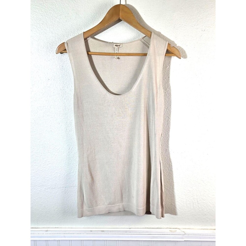Hermès Paris Beige Sleeveless Stretch Knit Tank Top Size S Minimal Luxury Italy